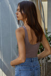 Happy Together Ribbed Seamless Bodysuit - Espresso