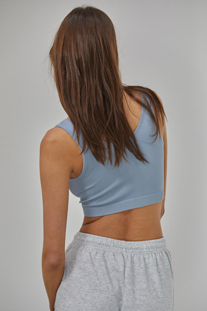 Olivia Henley Seamless Crop Tank - Chambray