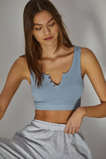 Olivia Henley Seamless Crop Tank - Chambray