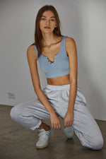 Olivia Henley Seamless Crop Tank - Chambray