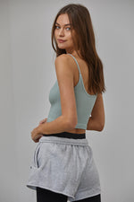 Sydney Ribbed Seamless Crop Tank - Dusty Mint