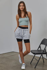 Sydney Ribbed Seamless Crop Tank - Dusty Mint