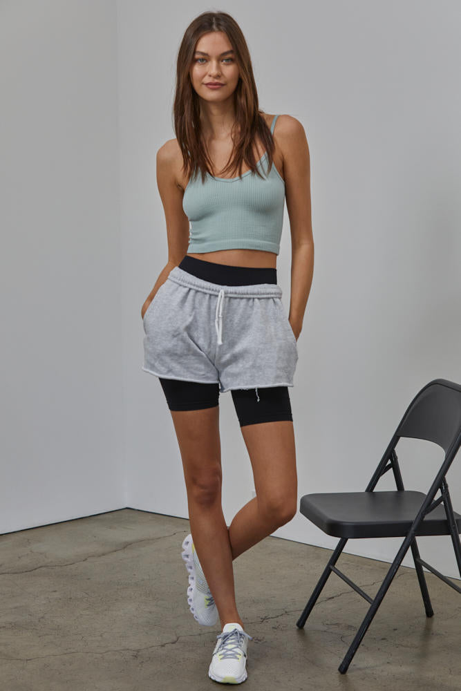 Sydney Ribbed Seamless Crop Tank - Dusty Mint
