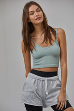 Sydney Ribbed Seamless Crop Tank - Dusty Mint