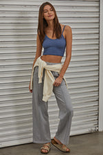 Sydney Ribbed Seamless Crop Tank - Steel Blue