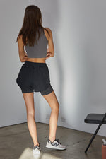 Headstart Seamless Textured Crop Top- Charcoal