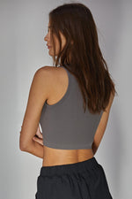 Headstart Seamless Textured Crop Top- Charcoal