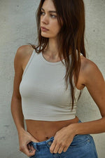 Headstart Seamless Textured Crop Top- Misty Grey
