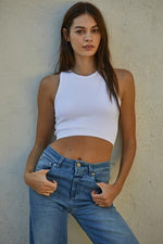 Headstart Seamless Textured Crop Top- White