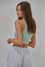 Meant To Be Ribbed Seamless Crop Top - Dusty Mint
