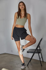 Meant To Be Ribbed Seamless Crop Top - Light Moss