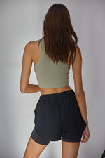Meant To Be Ribbed Seamless Crop Top - Light Moss