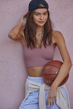 Meant To Be Ribbed Seamless Crop Top - Mauve
