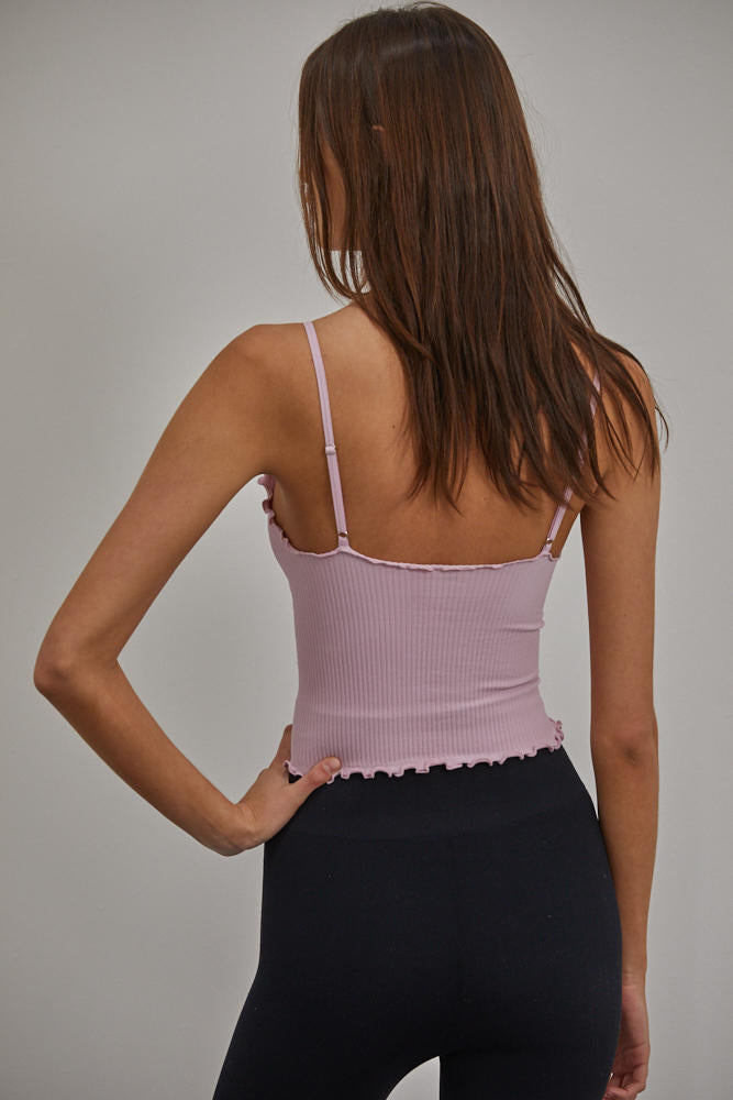 Forever Young Seamless Frill Ruffle Tank Top - Lavender