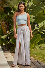 One Of A Kind One Shoulder Crop Top - Dusty Mint