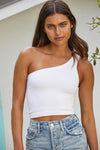 One Of A Kind One Shoulder Crop Top - White