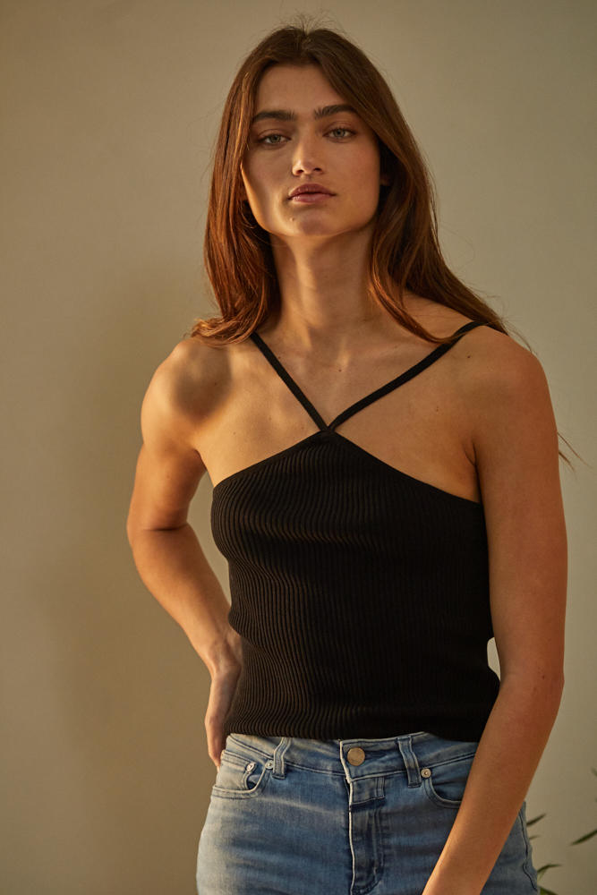 Stop And Stare Halter Top- Black