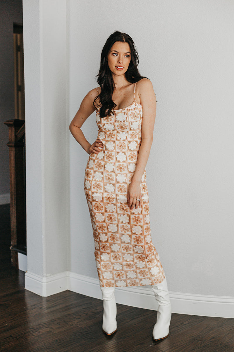 Joaquin Abstract Mesh Maxi Dress