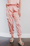 Whitley Satin Pocketed Jogger Pants - Pink