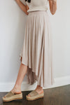 Cove Haven Surplice Midi High Low Skirt- Champagne