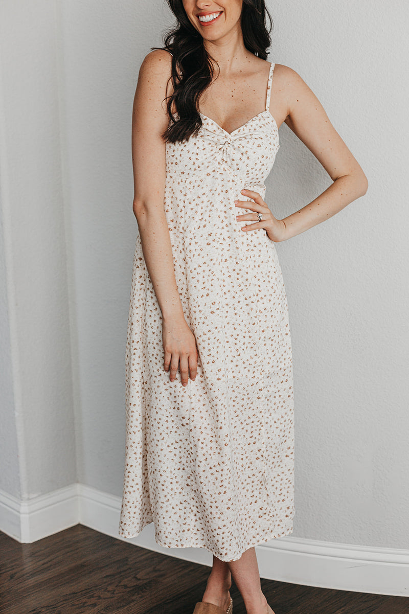 Claire Twist Front Slit Midi Dress
