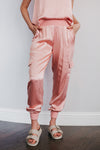 Whitley Satin Pocketed Jogger Pants - Pink