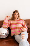 Stripe To The Heart Sweater- Camel