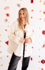 Camfield Corduroy Button Down Shacket- Cream