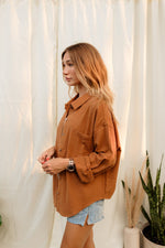 Debra Button Down Shacket - Camel