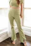 Wait Up Knit Gingham Slit Front Pants