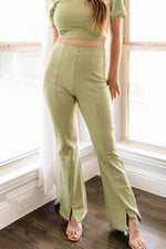 Wait Up Knit Gingham Slit Front Pants