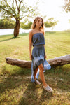 Ocean Breeze Strapless Tie Dye High Low Maxi Dress