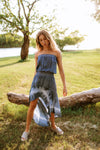 Ocean Breeze Strapless Tie Dye High Low Maxi Dress