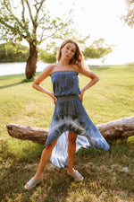 Ocean Breeze Strapless Tie Dye High Low Maxi Dress