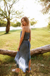 Ocean Breeze Strapless Tie Dye High Low Maxi Dress