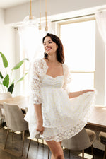 Marly Daisy Applique Floral Babydoll Dress