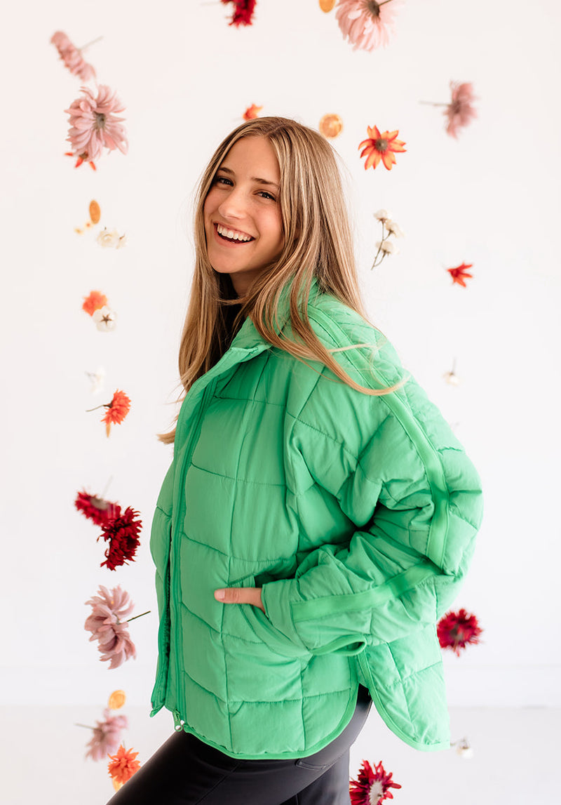 Cassian Pocketed Puffer Jacket - Kelly Green