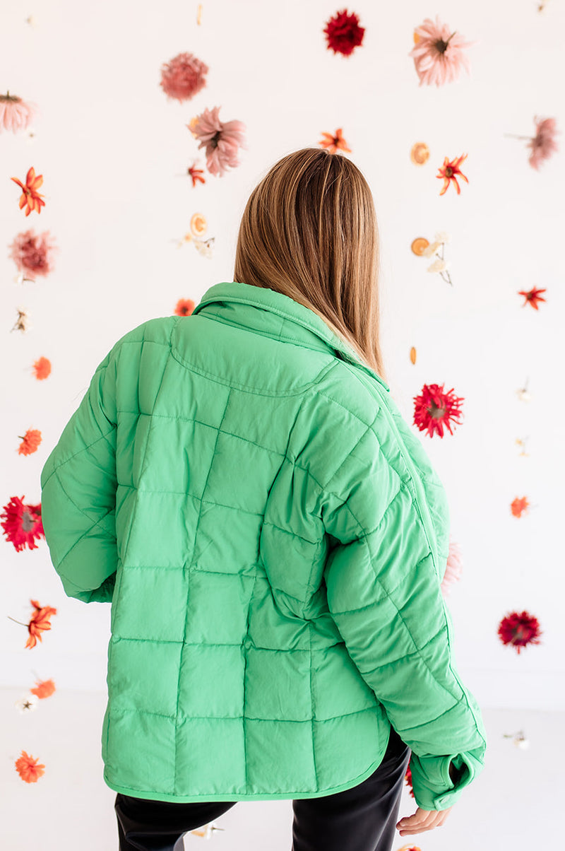 Cassian Pocketed Puffer Jacket - Kelly Green