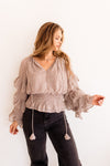 Romina Printed Ruffle Blouse Top