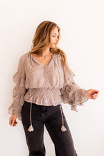 Romina Printed Ruffle Blouse Top
