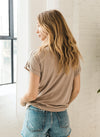 Sam Relaxed Knit Henley Tee - Mocha