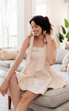 Ontario Cotton Linen Tie Strap Babydoll Dress- Taupe