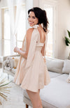Ontario Cotton Linen Tie Strap Babydoll Dress- Taupe