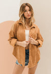 Cayla Corduroy Button Down Pocket Top - Camel