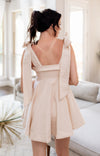 Ontario Cotton Linen Tie Strap Babydoll Dress- Taupe