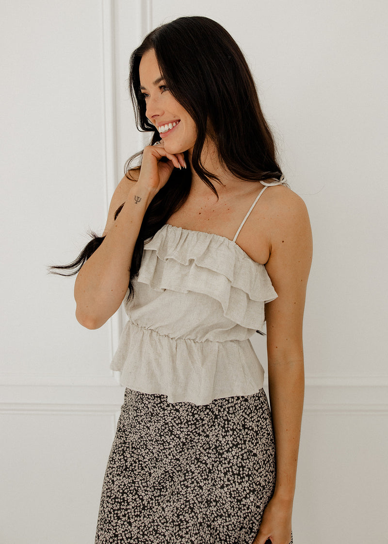 Maven Linen Ruffle Cami Tank Top
