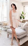 Ontario Cotton Linen Tie Strap Babydoll Dress- Taupe