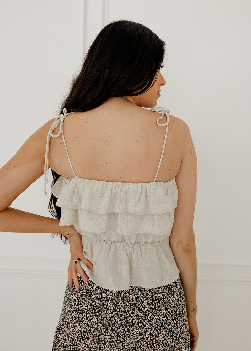 Maven Linen Ruffle Cami Tank Top
