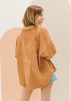 Cayla Corduroy Button Down Pocket Top - Camel