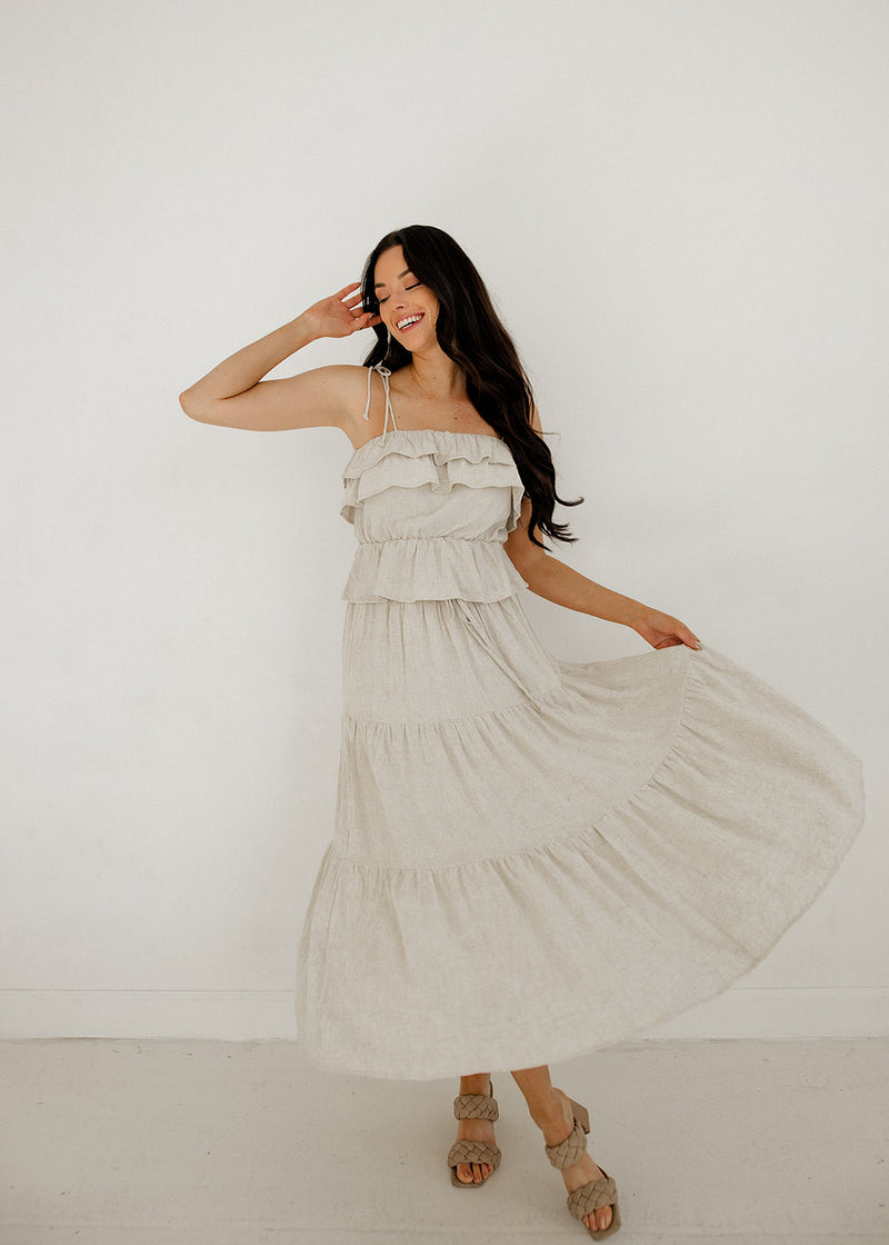 Maven Linen Ruffle Cami Tank Top